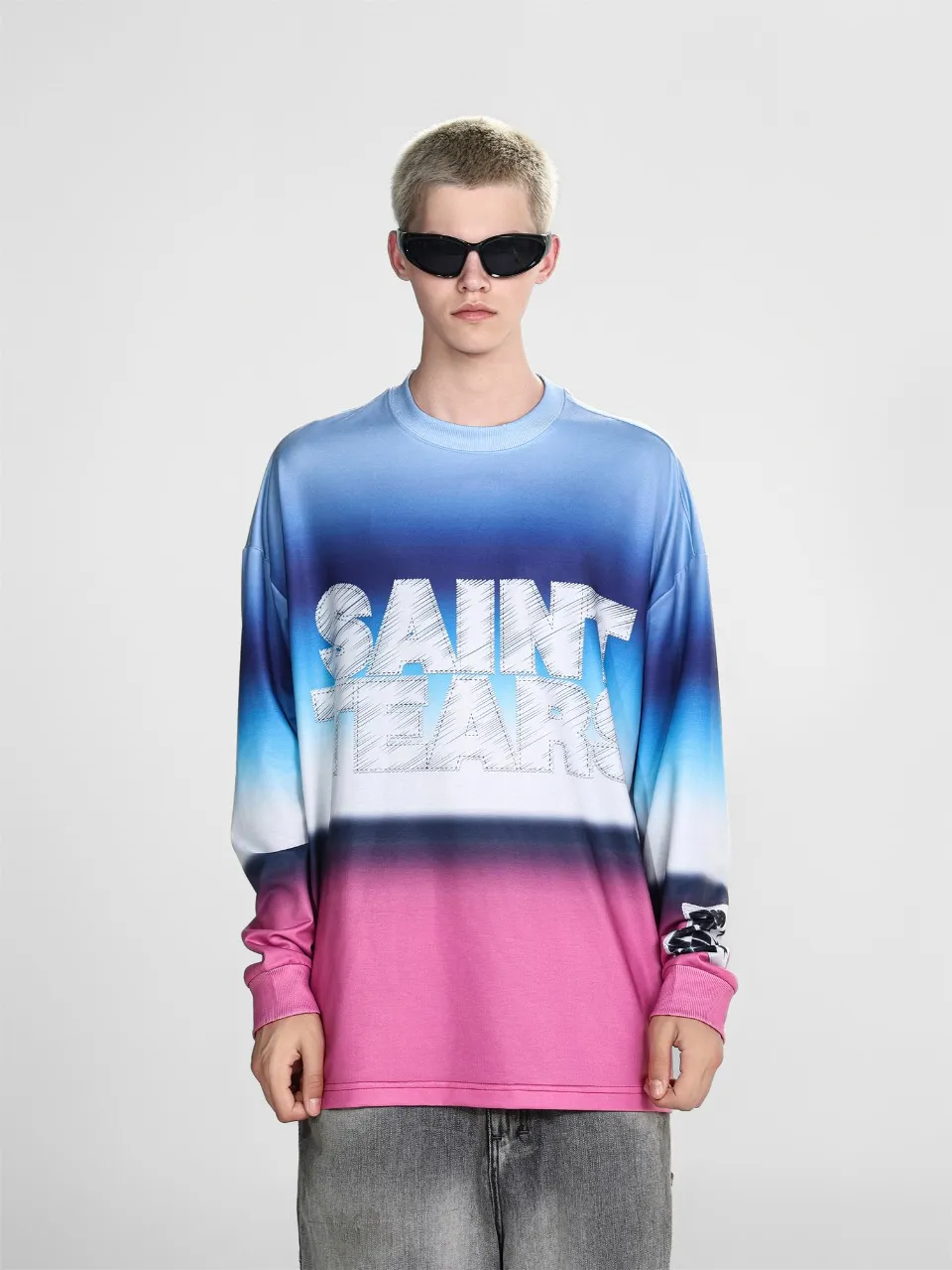 Saint michael tears all-over printed long-sleeved vintage autumn and winter T-shirt Style number: 107 Size: M L XL Wholesale price: 136 Color: Picture color